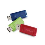 Verbatim 8GB Store 'n' Go USB 2.0 Flash Drive, Red, Green, Blue, 3 Pack