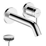 Hansgrohe 73350000 Tecturis S Single Lever Basin Mixer for Concealed Installation Wall-Mounted EcoSmart+ with spout 16,5 cm, Chrome, Discharge Length 16.5cm