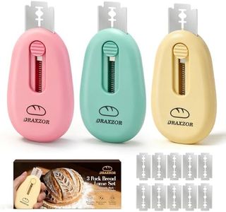 DRAXZOR 3-Pack Bread Lame, Professional Sourdough Scoring Tool & Bread Scoring Tool, Dough Scoring Tool Set with Ergonomic Handle, Includes 10 Replacement Razor Blades & Scoring Patterns Booklet