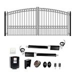ALEKO Driveway Gate Automatic Opener| 12 x 6 Feet Galvanized Steel Dual Swing Gate | Outdoor Gate Fence Gate Swing Gate Security Gate| Electric Gate Opener Included | (Style: Paris)
