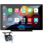 Carpuride W901 Portable Carplay & Android Auto with Backup Cam, 9 inch IPS Touch Screen, Bluetooth 5.0 /Mirror Link/GPS/Siri/Mic/FM, Support Trucks RV Dashboard Mounted