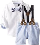 Mud Pie Baby Boys' Suspender Short Set, Chambray, 12 18 Months