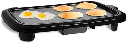 COOK WITH COLOR Electric Griddle 1200W, Nonstick Surface for Pancakes, Burgers, Eggs & More, Removable Temperature Control, Slide-Out Drip Tray, 10" x 16" Cooking Area, Black