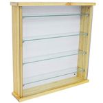 WATSONS EXHIBIT - Solid Wood 4 Shelf Glass Wall Display Cabinet - Natural Pine