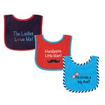 Luvable Friends Unisex Baby Cotton Terry Drooler Bibs with PEVA Back, Handsome, One Size