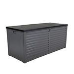 Charles Bentley, 490L, Outdoor, Garden, Plastic, Storage Box, Grey Body, Black Lid, Moulded Handles, Padlock Hasp, Sliding Lifts, PP Vacuum, Indoor, Outdoor, Steel, Storage Chest (146.4x64.4x61cm)