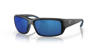 Costa Del Mar Men's Fantail Rectangular Sunglasses, Matte Black/Grey Blue Mirrored Polarized, Numeric_7