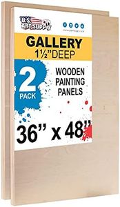 U.S. Art Supply 36" x 48" Birch Wood Paint Pouring Panel Boards, Gallery 1-1/2" Deep Cradle (Pack of 2) - Artist Depth Wooden Wall Canvases - Painting Mixed-Media Craft, Acrylic, Oil, Epoxy Pouring