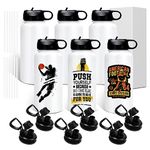 BetterSub 32oz Sublimation Sports Water Bottle Stainless Steel Insulated White Tumbler with Wide Mouth Lid and Straw 6 Packs