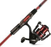 Ugly Stik 6’6” Carbon Spinning Fishing Rod and Reel Spinning Combo, Graphite with Graphite Tip Design, 6’6” 2-Piece Fast Action Rod,Red/Black