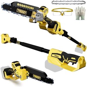 TROOZY Cordless Pole Saw, 8-INCH 2-IN-1 Chainsaw, Electric Tree Trimmer with 9FT Telescopic Pole, 180°Angle for Tree Branches Pruning & Wood Cutting,Compatible with Makita Battery (no battery)
