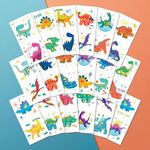 PapaKit Party Dinosaurs 36 Temporary Fake Tattoo Set, 18 Individually Wrapped Sheets | Kids Girls & Boys Birthday Party Favor Gift Reward, Non-Toxic Safe Removable