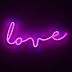 Amped & Co Love LED Neon Light Indoor Wall Sign with Line Switch, 16x7”, Magenta