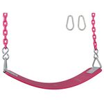 Swing Set Stuff Inc. Commercial Polymer Belt Seat with 8.5'. Coated Chain & SSS Logo Sticker Commercial Polymer Coated Chain, Pink