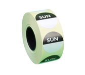 Food Hygiene Labels Food Label Day Dots Sunday (Black) - 1 Roll - 1000 Stickers - Freezer Adhesive