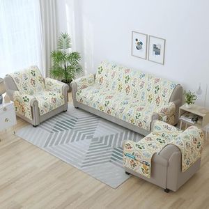 Story@Home Quilted Sofa Cover 5 Seater | Sofa Cover with Pockets | Microfiber Sofa Cover|3+1+1 Seater Sofa Cover with Pockets | Make Your Own Set Stylish for Aesthetic Home Furnishings | Beige & Green