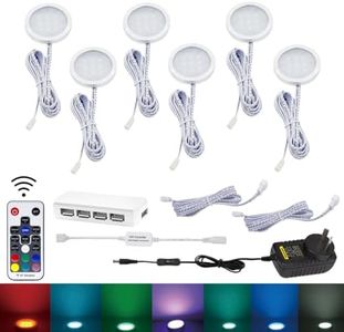 AIBOO RGB Color Changing LED Under Cabinet Lighting Kit,Aluminum Slim Cabinet LED Puck Lights for Kitchen Counter Wardrobe Counter Furniture Shelf Ambiance Christmas Xmas Decoration Lighting (6)