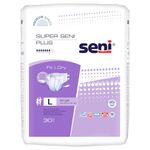 Super Seni Plus breathable tape style adult diapers | double wetness indicator | premium fasteners | latex free | ultra absorbent | odour stop | dermatologically tested | side leakage protection |size large | waist size 39" - 59" (100 cm - 150 cm) | Pack of 1 | 30 Pcs