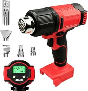 Cordless Heat Gun for Milwaukee 18VBattery, Digital Display Hot Air Gun with 5 Nozzles, Variable Temperature Heat Gun for Shrink Wrapping, Crafts, Paint Removal (Battery Not Included)