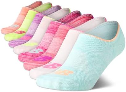 New Balance Girls' No Show Socks - 8 Pack Breathable Seamless Socks for Girls - Low Cut Girls Invisible Liner Socks (4-10), Size Medium, Assorted