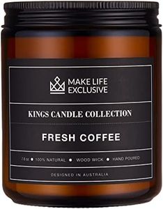 Scented Candles for Men | Fresh Coffee, Smells of Espresso | Wooden Wick, Long Lasting, Masculine Scents | Natural Soy Jar Candle for Home, Bachelor Pad Decor | The Perfect Mens Gift