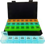 Monthly Pill Box Organiser, Pill Boxes 7 Day 1 Times a Day, Travel Pill Organiser with 28 Copartments, Pill Box for Medicine,Medication,Vitamin,Supplement and Fish Oil Supplements,Medication Organizer
