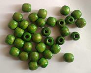 Pooja ki Potli® Wooden Beads Moti-Macrame, DIY Art and Craft (Green) Pack of 60