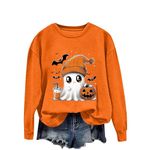 Cute Sweatshirts for Women Halloween Pullover Tops Long Sleeve Sweatshirt Crewneck Graphic Shirts Novelty Sweater Top