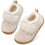 JOINFREE Baby Boys Firlst Walking Shoes Winter Cozy House Shoes Baby Girls Slippers Winter Booties Toddlers Beige 3.5/4.5 UK Child