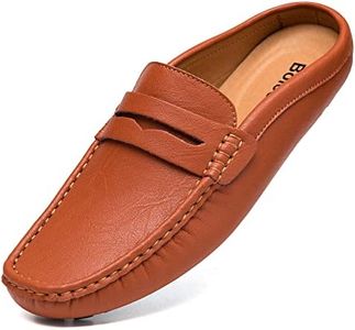 Boleone Mens Handmade Leather Mules Clog Slippers Breathable Leather Slip on Shoes Casual Loafers, Brown, 8