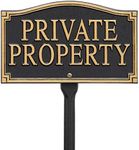 Whitehall Products Private Property Wall/Lawn Statement Plaque, Black/Gold