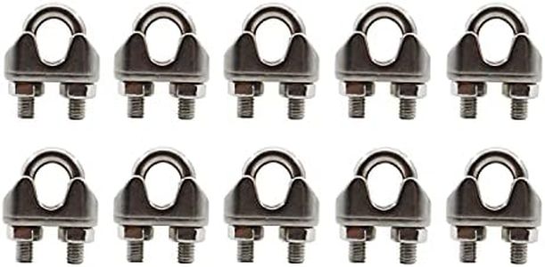 10PCS Wire Cable Clamps,TTZEZE Stainless Steel Wire Rope Cable Clip Clamps Wire Rope Clamp U Bolt Saddle Fastener,Cable Clamps U-Bolts,Clothesline Tightener M8(5/16'')