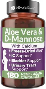 Intimate Rose Aloe Vera Capsules - IC Supplements - 200x Concentrate Pure Aloe Vera + D-Mannose + Calcium - Easy to Swallow Aloe Vera Pills