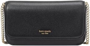 kate spade new york Women's Ava Pebbled Leather Flap Chain Wallet, Black, One Size