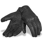 Motorcycle Gloves Men – 100% Cowhide Leather Breathable Touch Screen Hard | CE Approved Knuckle Protection Bike Gloves (Large)