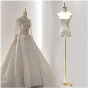 Female Mannequin Torso, Display Dress Form Mannequins, Size: S/2~4 55~75in Adjustable Height Wedding Dress Manikin Body, Stability Gold Metal Stand Table Maniquine for Clothing Dress Jewelry Display