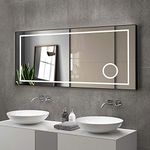 DECORAPORT 60 x 28 Inch LED Bathroom Mirror, Dimmable Lighted Bathroom Vanity Mirror with Touch Button, Mounted Anti-Fog Makeup Mirror for Wall (Vertical/Horizontal)