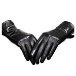 Long Keeper Women's Touchscreen Texting Driving Winter Warm PU Leather Gloves (Black)(Size: M)