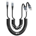 Coiled USB A to USB C Charger Cable for Car [3FT+6FT], 2Pack USB Type C Charger Cable Fast Charging, Android Auto USB C Charger Cord, USBC Cable Compatible with Samsung Galaxy A10e A20 A50 A51 S20