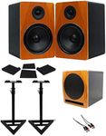 Rockville (2) APM8C 8" Powered Studio Monitors+Active 10" Subwoofer+Stands+Pads