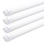 KALINA 2FT LED Tube Lights, 8W (25W Fluorescent Bulb Replacement), 6000K Cool White, Ballast Bypass, Frosted Cover, Pack of 4