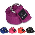 AQF Yoga Strap 1.8M, 2.4M, 3M Soft Cotton Leg Stretcher with D-Ring Buckle Adjustable Fitness Belt for Leg Stretching & Body Stretch Band (Purple, 1.8M)