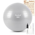 PhysKcal Gym Ball 55cm Grey, Anti-Burst Birthing Ball for Maternity & Labour, Yoga Exercise Swiss Ball for Fitness and Recovery