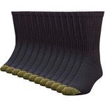 GOLDTOE Men's 656s Cotton Crew Athletic Socks, Multipairs, Black (6-Pairs), Large