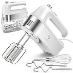 Hand Mixer Electric, 450W Kitchen Mixers with Scale Cup Storage Case, Turbo Boost/Self-Control Speed + 5 Speed + Eject Button + 5 Stainless Steel Accessories, For Easy Whipping Dough,Cream