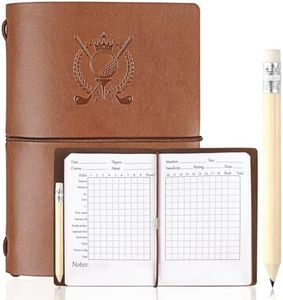 Golf Scorecard Book with Pencil, Waterproof Leather Golf Scorecard Notebook Log Journal Holder with Pages for Men Golfers, Sports and Outdoor Club Accessories, Brown