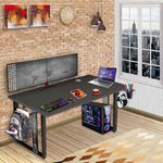 Xtreme PRO M1-Gaming, Work & Study Desk. Large for PC, Dual Monitors, iMac, and Laptops. Carbon Steel & Engineered Wood. Black Stand Desk. 4 Feet x 2 Feet (XPM1B4_ Smoked-Pine)