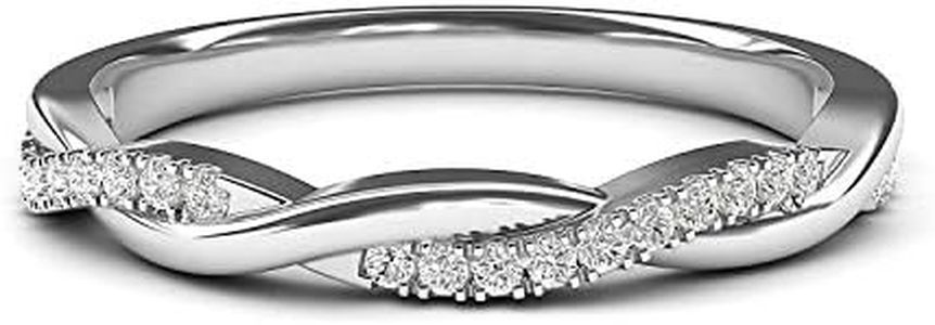 10k White Gold 2.5mm Petite Twisted Vine Simulated Diamond Ring Wedding Band Matching Ring (8)