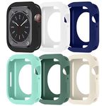 Case for Apple Watch Series 9/Series 8/Series 7 41mm[No Screen Protector], Shock-Proof Soft Silicone Cover for iwatch Serie 9 8 7 6 SE 5 4 [6 pieces], Black/White/Royal Blue/Cyan/Green/Light White