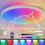 CANMEIJIA RGB Ceiling Light 24W Dimmable LED Ceiling Light, WiFi Bathroom Lights Ceiling with Remote Control,IP44 Waterproof Smart Ceiling Lights Compatible with Alexa Google Bluetooth for Bedroom